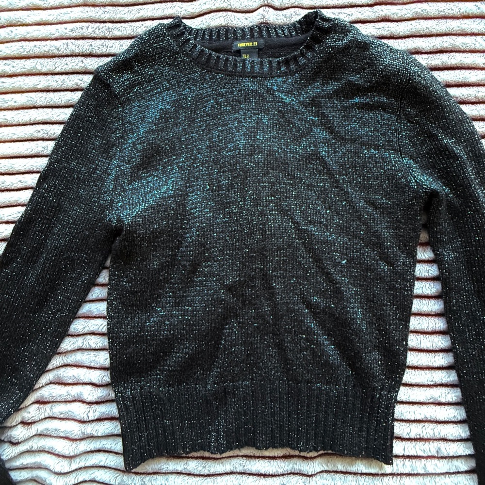 Forever 21 Black Crew Neck Sweater Classic Knit